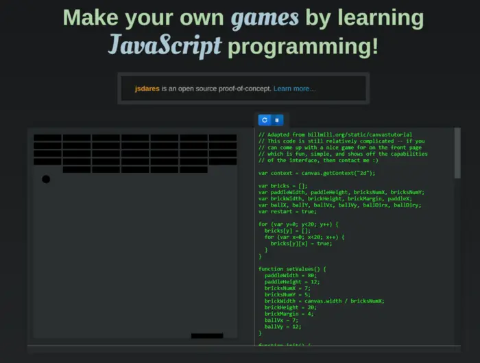 Learn JavaScript by Gamification and jsdares.com